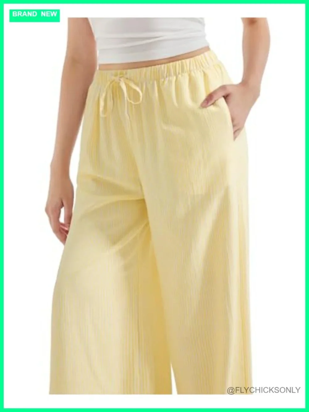 Linen Blend Wide Leg Palazzo Pants with Pockets High Waisted Drawstring